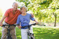 mature couple on bicycles